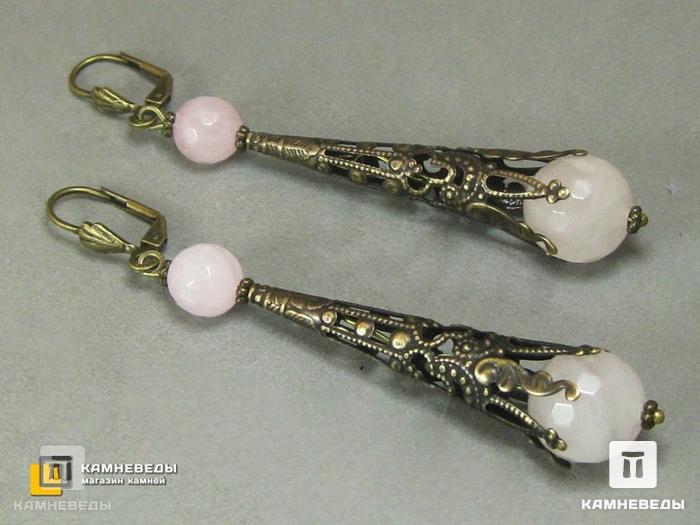 Комплект: бусы, серьги и браслет из розового кварца, 3-38, фото 4