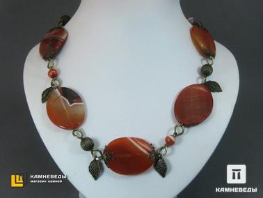 Сердолик. Комплект: бусы, серьги и браслет из сердолика