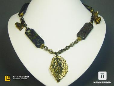 Яшма. Бусы авторские «Листья» с яшмой