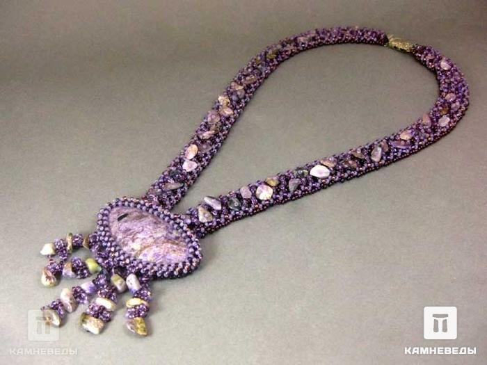Ожерелье-подвеска с камнем чароит, 46-88/76, фото 5