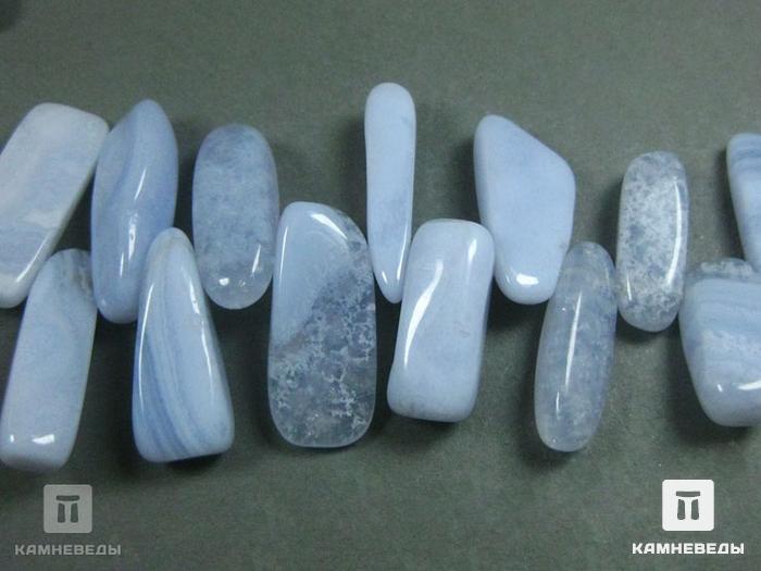 Бусины из голубого агата (сапфирина), 66 шт. на нитке, 1,3-2,7 см, 7-19, фото 2