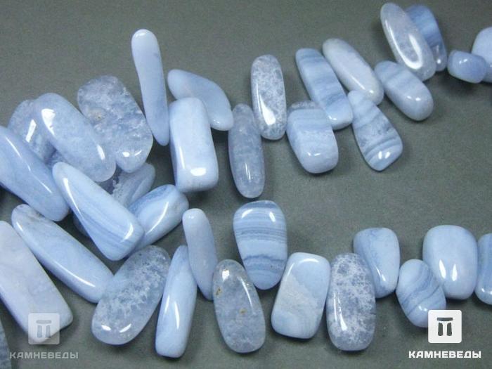 Бусины из голубого агата (сапфирина), 66 шт. на нитке, 1,3-2,7 см, 7-19, фото 3