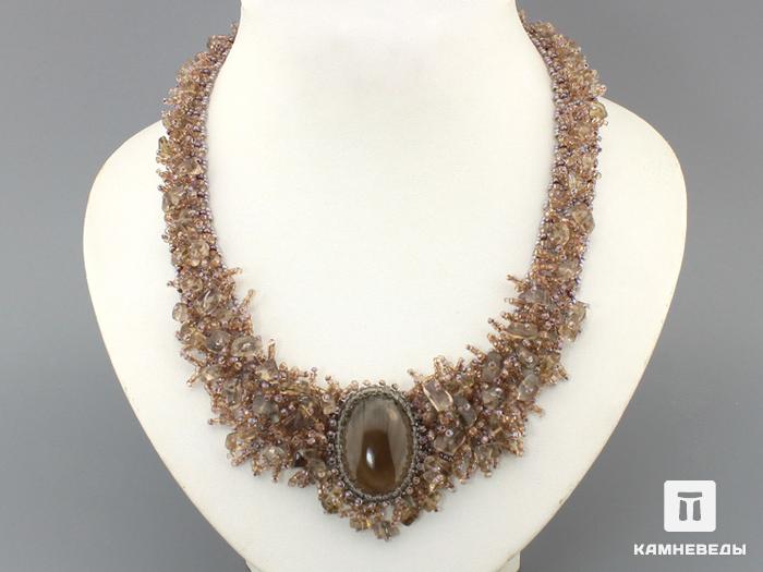 Ожерелье из раухтопаза (дымчатого кварца), длина 45 см, ширина 1,6-4 см, 46-88/52, фото 1