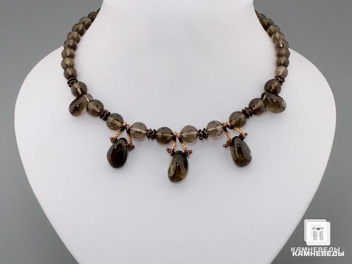 Комплект: колье и серьги из раухтопаза, 3-68, фото 1