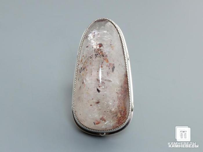 Кольцо с гематитом в горном хрустале (кварце), 44-49/7, фото 4