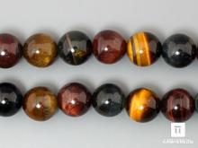 Бусины из тигрового, бычьего и соколиного глаза, 10 шт. на нитке, 12-13 мм
