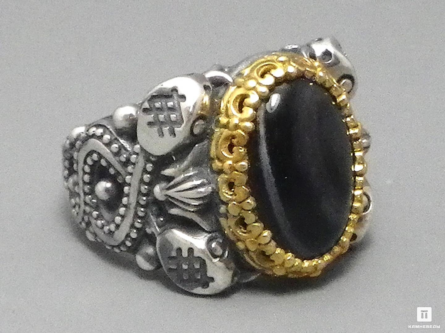 Перстень «Искуситель» с агатом черным, 44-78/1, фото 1