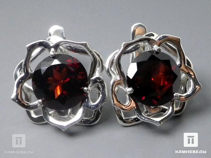 Серьги «Роза» из альмандина (граната), огранка, 41-119/7, фото 2