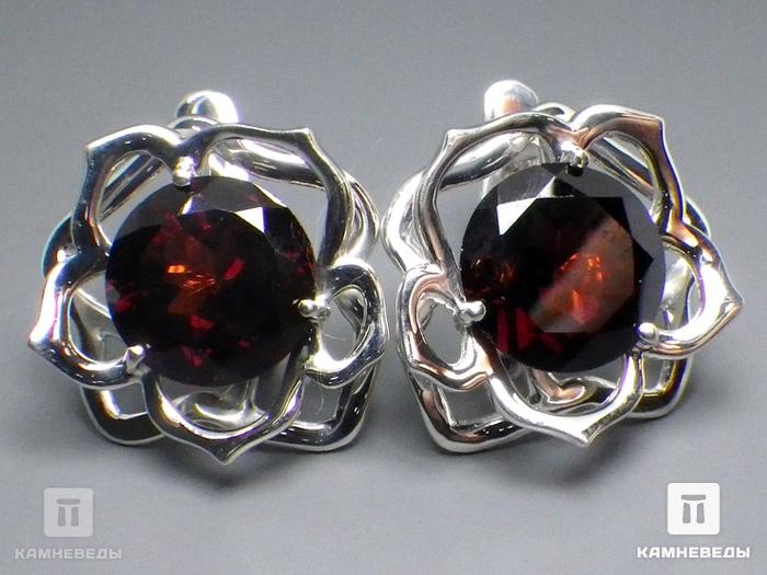 Серьги «Роза» из альмандина (граната), огранка, 41-119/7, фото 3