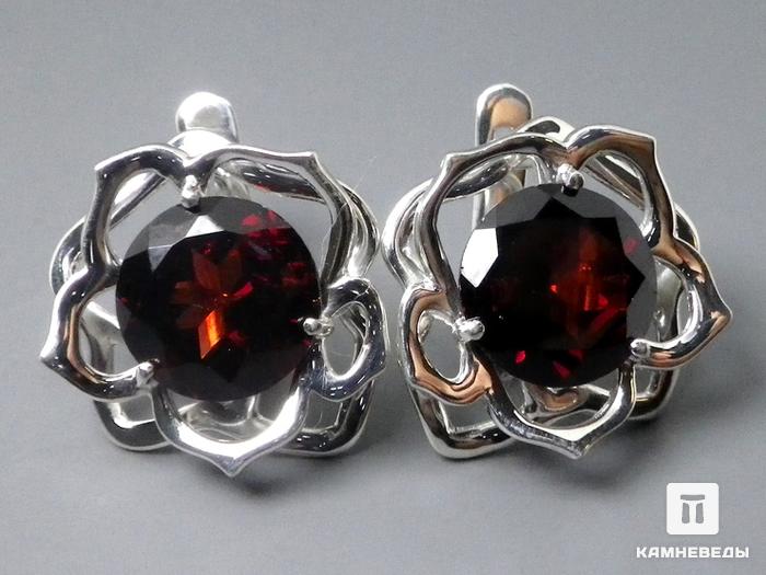 Серьги «Роза» из альмандина (граната), огранка, 41-119/7, фото 1