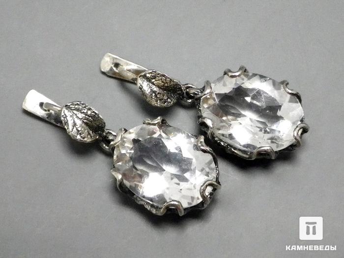 Серьги с горным хрусталём (кварцем), огранка, 41-84/12, фото 1