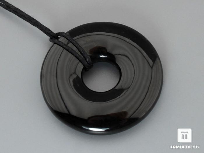 Кулон диск из нефрита тёмного, 40-99/10, фото 1