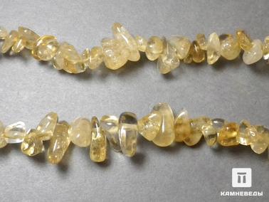 Цитрин. Бусины из цитрина (крошка), 40 шт. на нитке, 4-10 мм