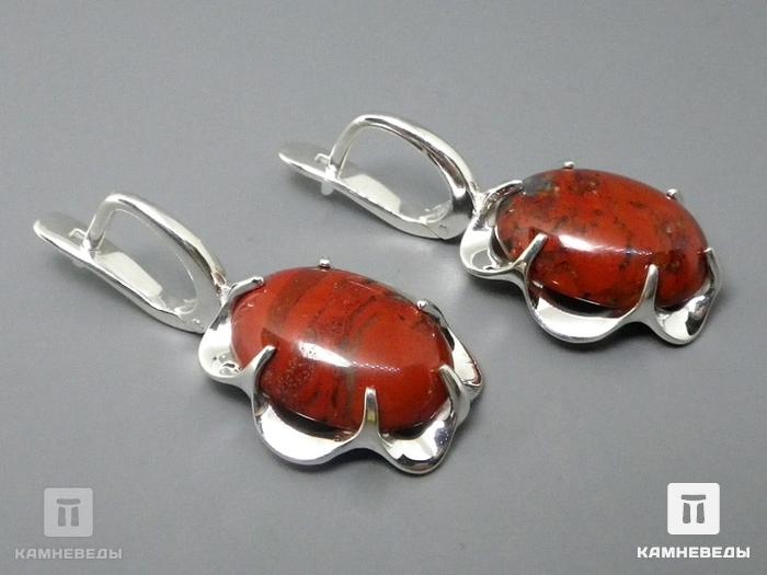 Серьги «Волна» с яшмой красной, 41-120/8, фото 2