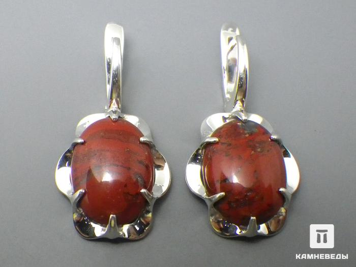 Серьги «Волна» с яшмой красной, 41-120/8, фото 1