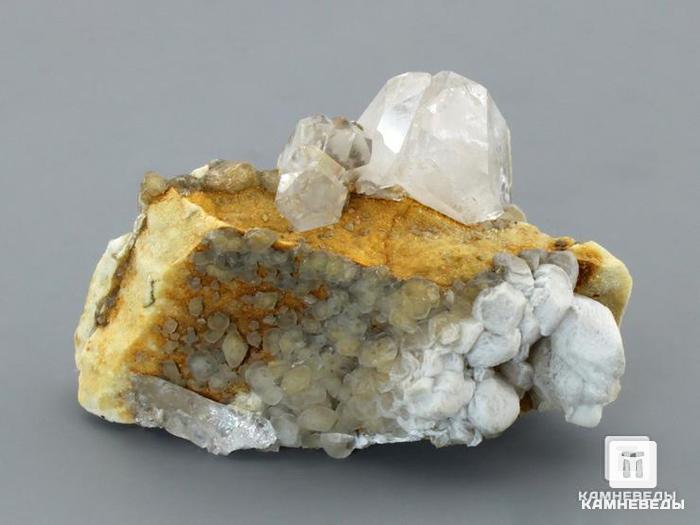 Горный хрусталь (кварц), кристаллы на мраморе, 10-232/17, фото 4
