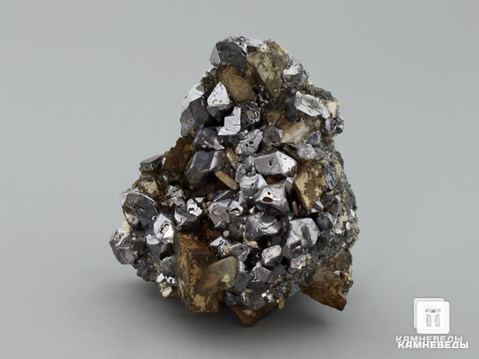 Галенит с кальцитом, 7,6х6,8х4 см, 10-102/17, фото 2
