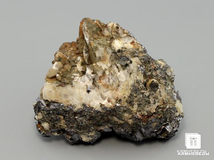 Галенит с кальцитом, 7,6х6,8х4 см, 10-102/17, фото 3
