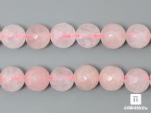 Бусины из розового кварца (огранка), 38 шт. на нитке, 10-11 мм