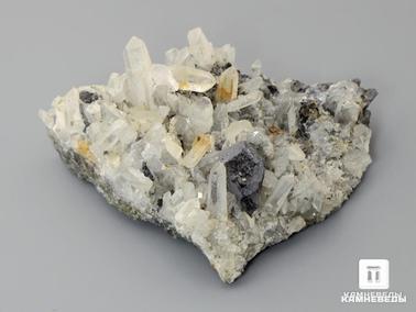 Галенит. Друза кварца со сфалеритом и галенитом, 8,4х6х3,3 см