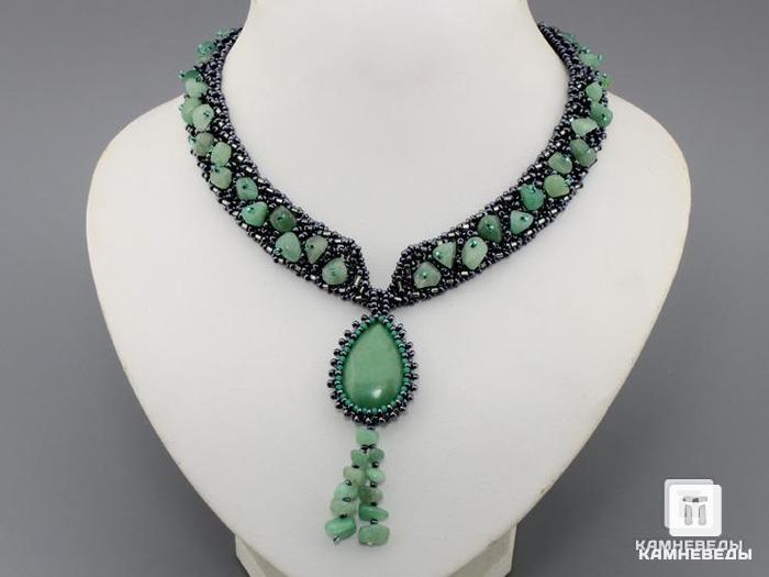 Ожерелье-подвеска с зеленым кварцем, 46-88/98, фото 1