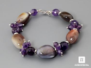 Агат, Аметист. Браслет из агата и аметиста