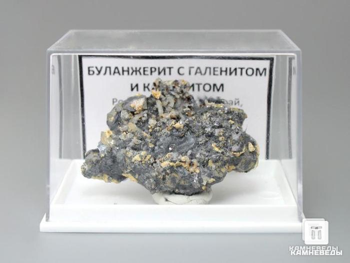 Буланжерит с галенитом и кальцитом, 4,5х3,4х2,3 см, 10-150/20, фото 2
