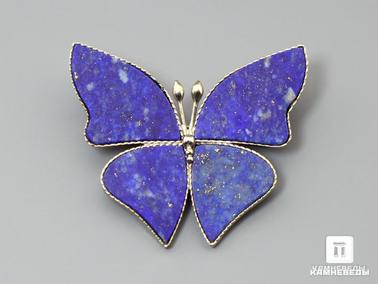 Лазурит. Брошь «Бабочка» с лазуритом, 4х3,5х0,2 см