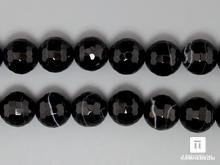 Бусины из чёрного агата (чёрного оникса), 39 шт. на нитке, 10-11 мм, огранка