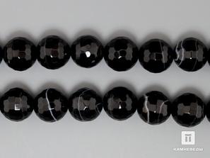 Бусины из чёрного агата (чёрного оникса), 38-40 шт. на нитке, 10-11 мм, огранка