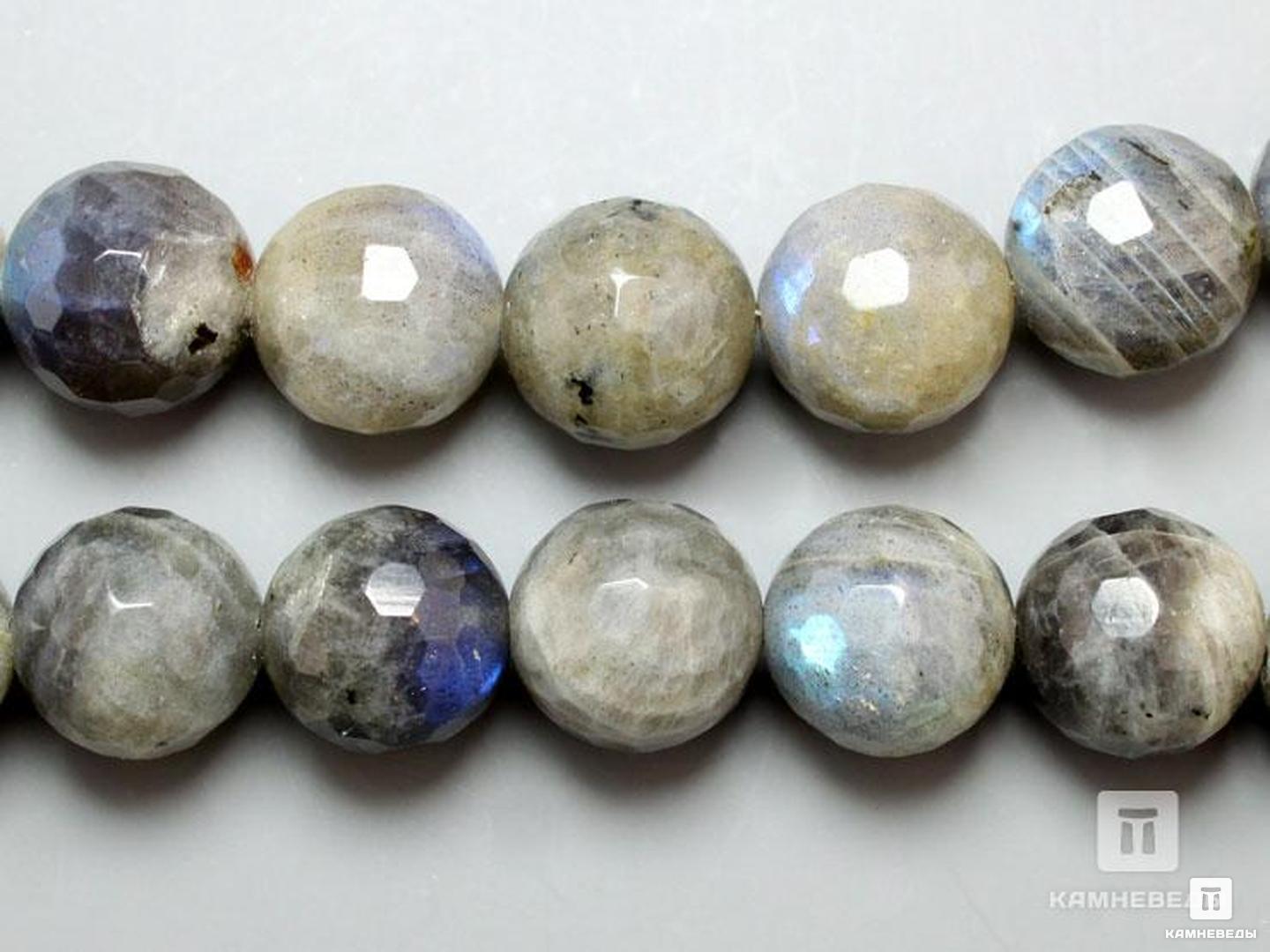 Бусины из лабрадора (огранка), 10 шт. на нитке, 12 мм, 7-47/5, фото 1