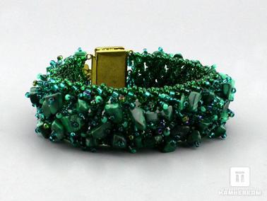 Малахит. Браслет из малахита и бисера