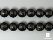 Бусины из шерла (чёрного турмалина), огранка, 39 шт. на нитке,10-11 мм