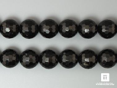 Турмалин, Шерл. Бусины из шерла (чёрного турмалина), огранка, 39 шт. на нитке,10-11 мм