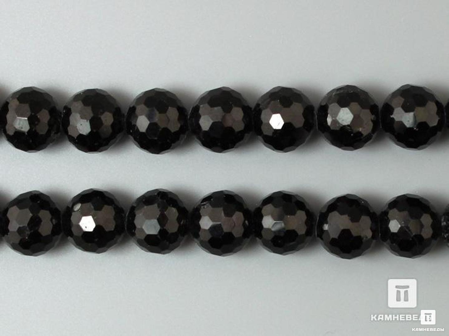 Бусины из шерла (чёрного турмалина), огранка, 48 шт. на нитке, 8 мм бусины из шерла чёрного турмалина 47 шт на нитке 8 9 мм