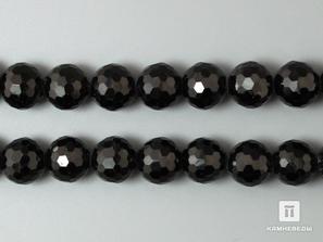 Бусины из шерла (чёрного турмалина), огранка, 48 шт. на нитке, 8 мм