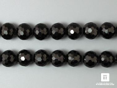 Шерл, Турмалин. Бусины из шерла (чёрного турмалина), огранка, 48 шт. на нитке, 8 мм