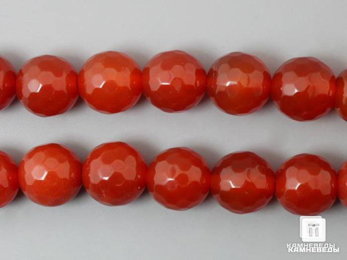 Бусины из сердолика (огранка), 10 шт. на нитке, 12 мм, 7-10/2, фото 1