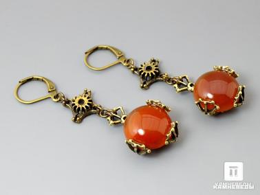 Сердолик. Серьги «Стимпанк» с сердоликом