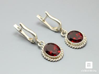 Альмандин, Гранат. Серьги с альмандином (гранатом), огранка