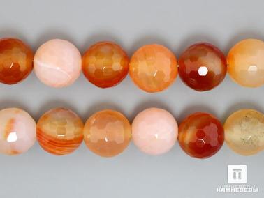 Сердолик. Бусины из сердолика (огранка), 10 шт. на нитке, 12 мм