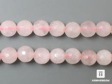 Бусины из розового кварца (огранка), 38 шт. на нитке, 8-9 мм