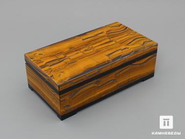 Тигровый глаз, Гематит. Шкатулка из тигрового глаза и гематита 15х8х5,2 см