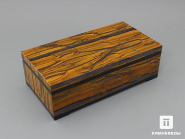 Гематит, Тигровый глаз. Шкатулка из тигрового глаза и гематита 17х9х5,5 см
