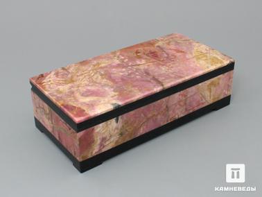 Родонит. Шкатулка из родонита, 13,2х6,4х3,9 см