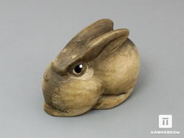 Ангидрит. Заяц коричневый из ангидрита, 5,5х3,8х3,5 см