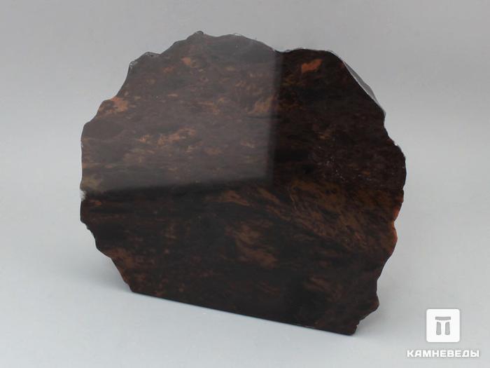 Обсидиан коричневый, полированный срез 15,5х13х4,2 см, 11-116/1, фото 2