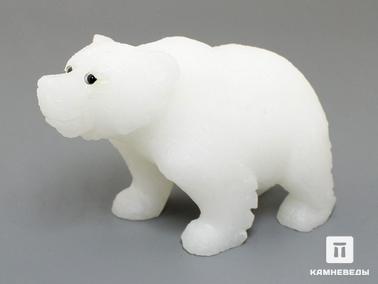 Кальцит, Мрамор. Белый медведь из кальцита (мрамора), 7,6х5,2х3,8 см