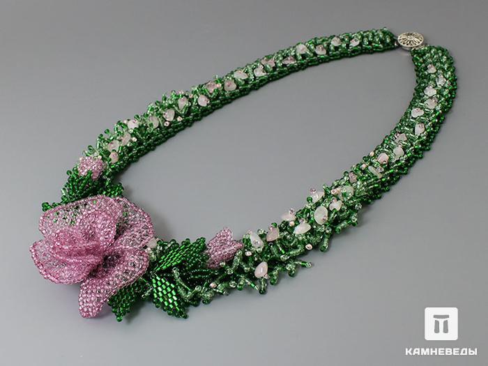 Ожерелье с розовым кварцем, 46-88/132, фото 2