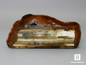 Агат (халцедоновый оникс), полированный срез 11,5х5х1 см